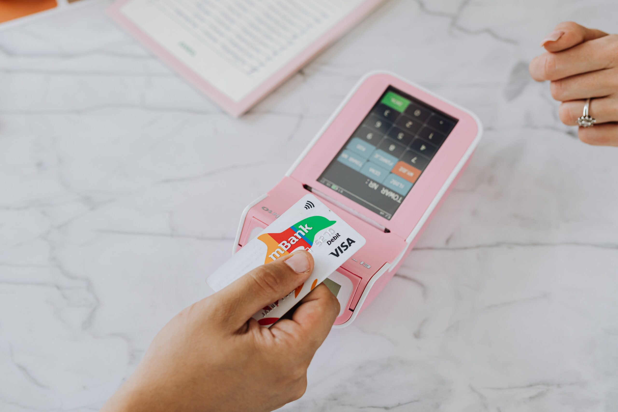 card and pink card reader for security deposit