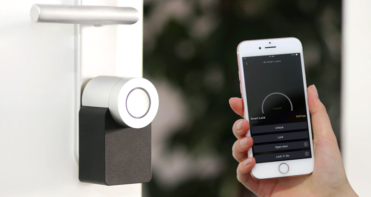 A smart lock paired with a smartphone