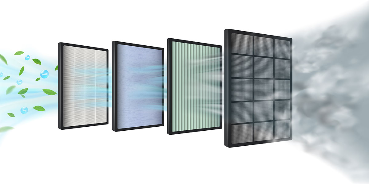 The new multi-layer air filter efficiency technology consists of multiple filter layers. 