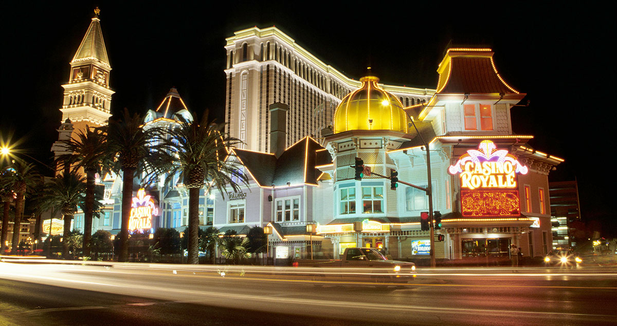 A building with lights in Las Vegas.