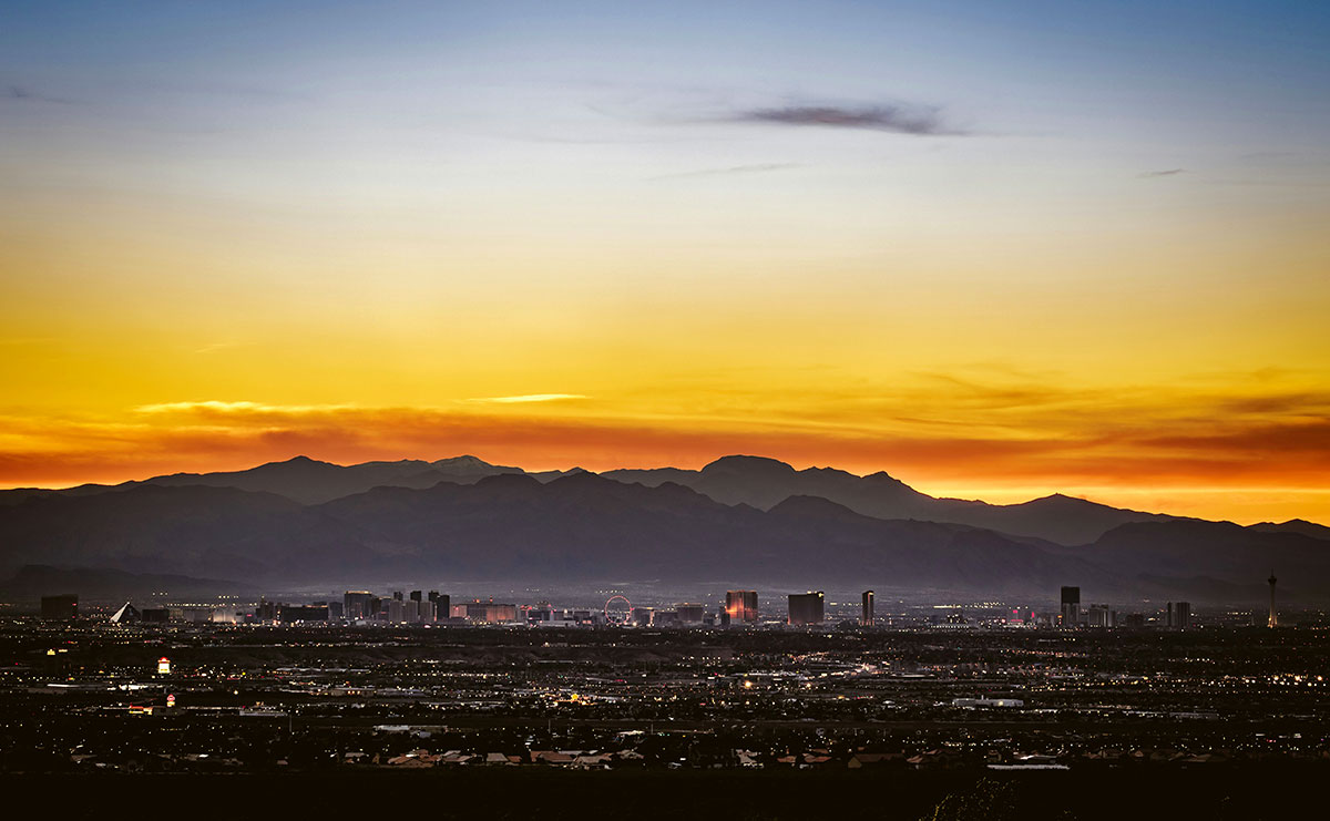 Sunset shot of Las Vegas and its surroundings